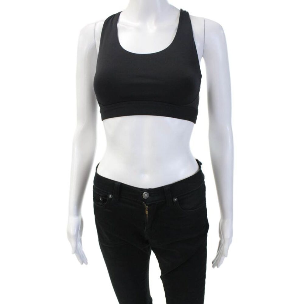 Athleta Womens Cut Out Detail Casual Racerback Sports Bra Black Size XS